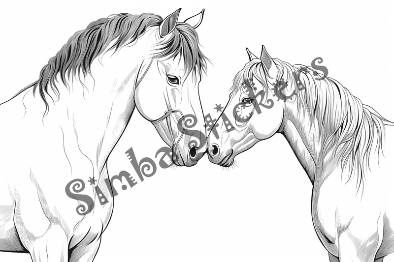 Colouring pages, bundle of horses, 25 images 2