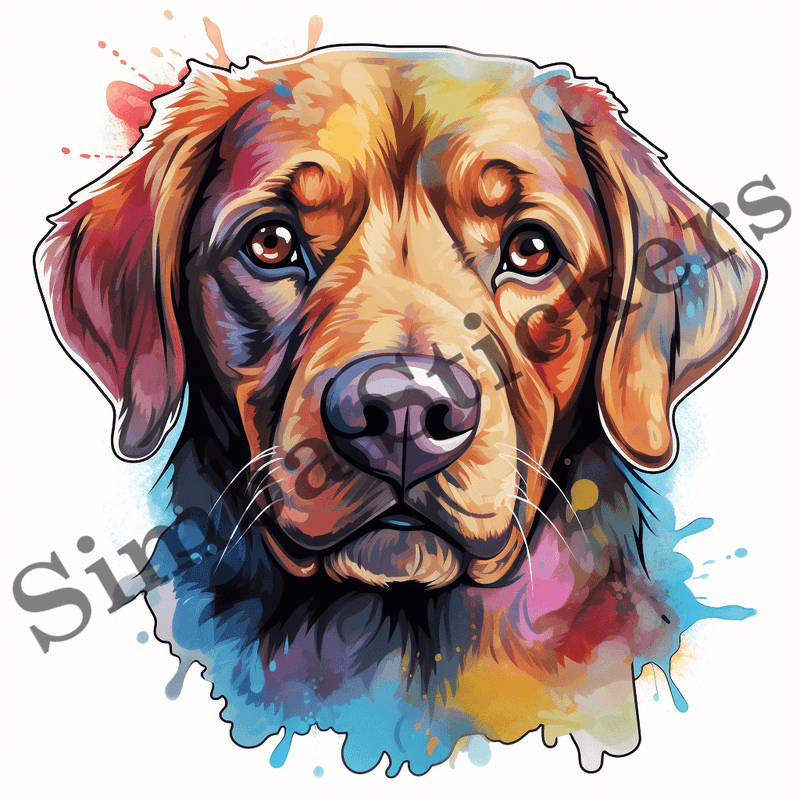 Labrador Retriever dogs, watercolour portraits, image set, 10 images