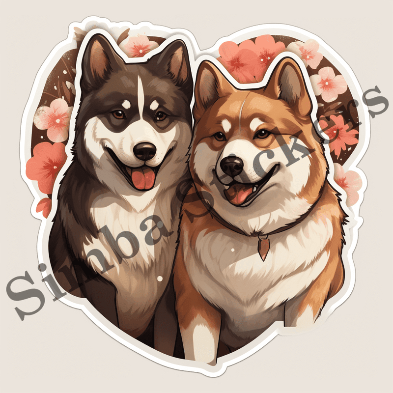 Akita dogs in love, image set, 10 images