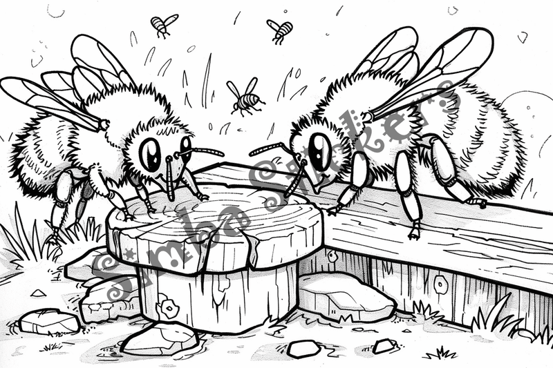 Colouring pages, bundle of bees, 50 images