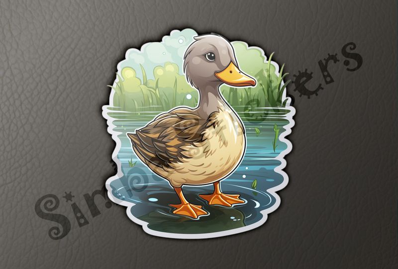 Duckling standing in a pond