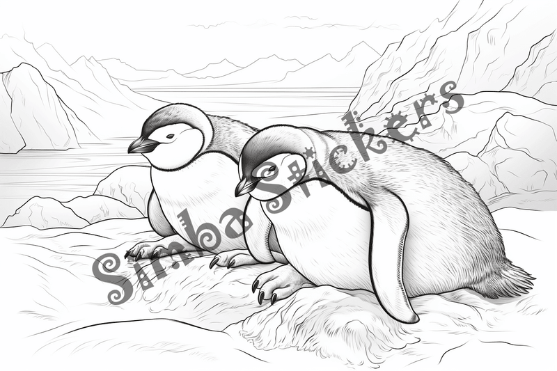 Colouring pages, bundle of penguins 2, 25 images