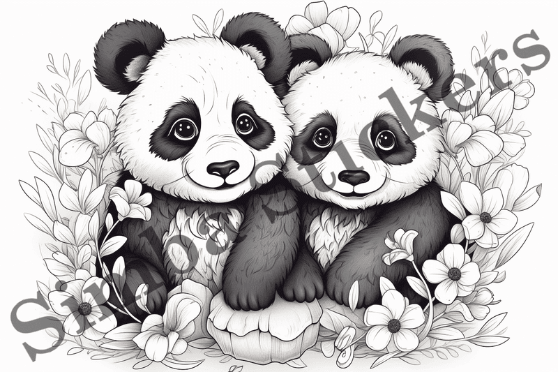 Colouring pages, bundle of pandas, 25 images, ldtg6c
