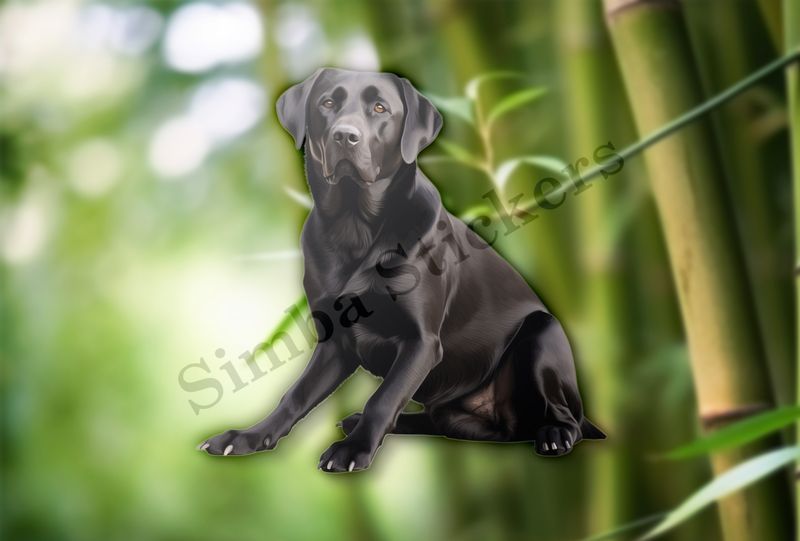 Black labrador dog sitting