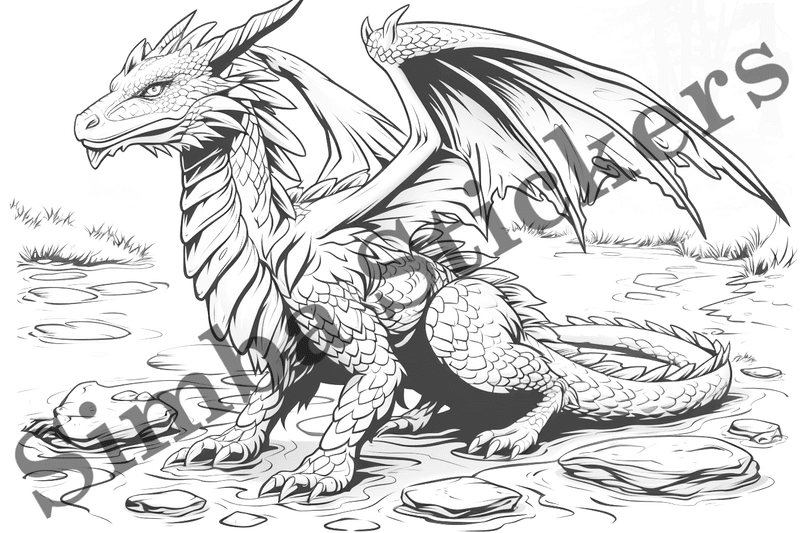 Colouring pages, bundle of dragons, 25 images