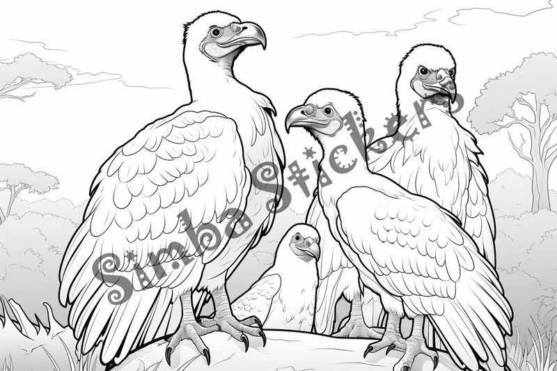 Colouring pages, bundle of vultures, 50 images, kqxcna