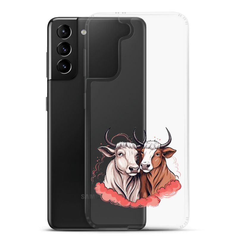 Clear Case for Samsung, Bull and cow, romantic, reddish clouds, qoucds
