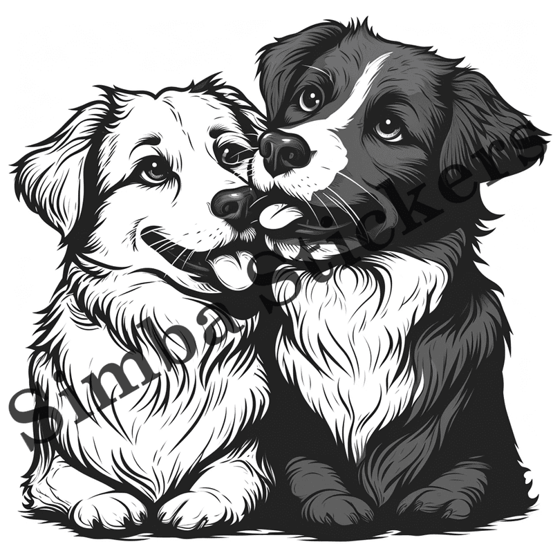 Dogs in love, outline art, image set, 10 images