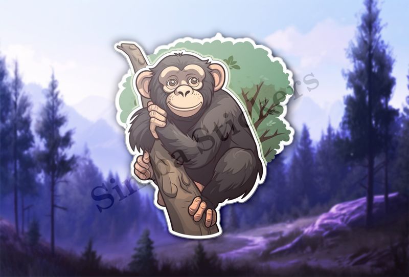 Chimpanzee on a branch in a tree