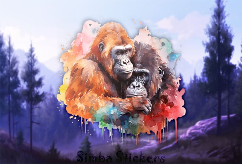 Gorillas in loving embrace, head-to-head, opukzy