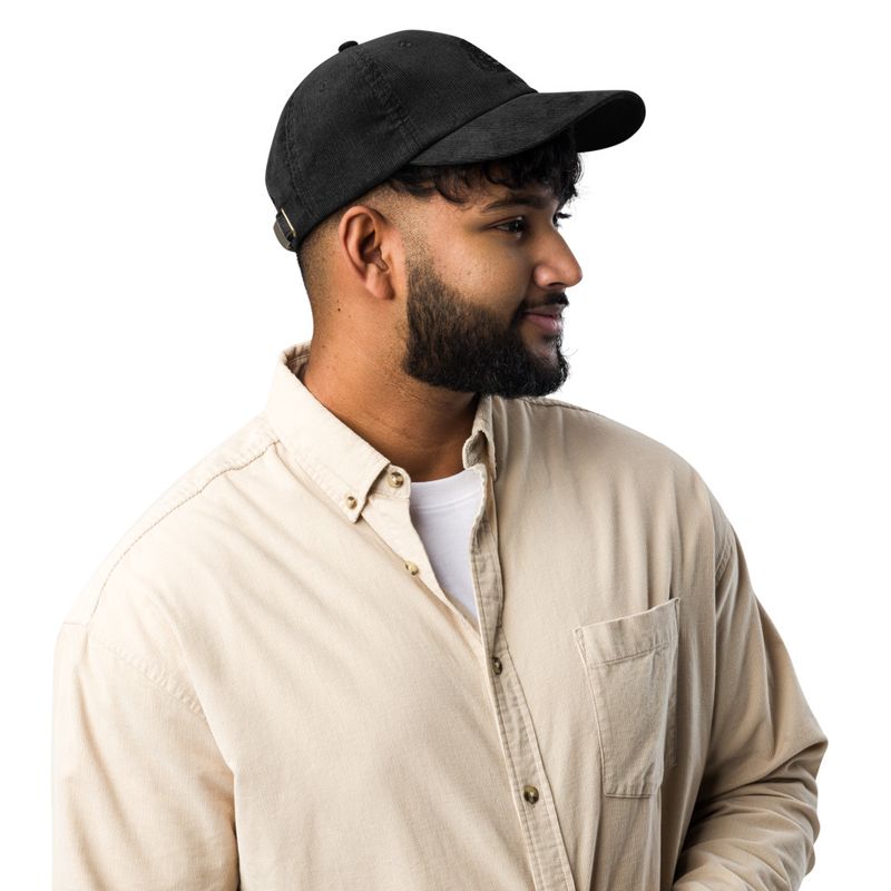 Vintage Corduroy Cap, Majestic lion face, outline art 