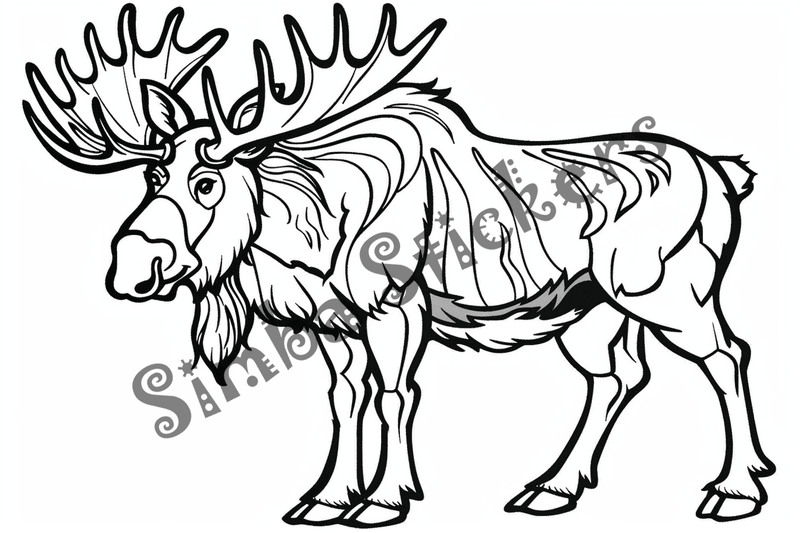 Colouring pages, Bundle of singular moose, 10 images