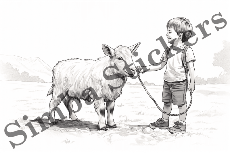 Colouring pages, Bundle of goats, 10 images