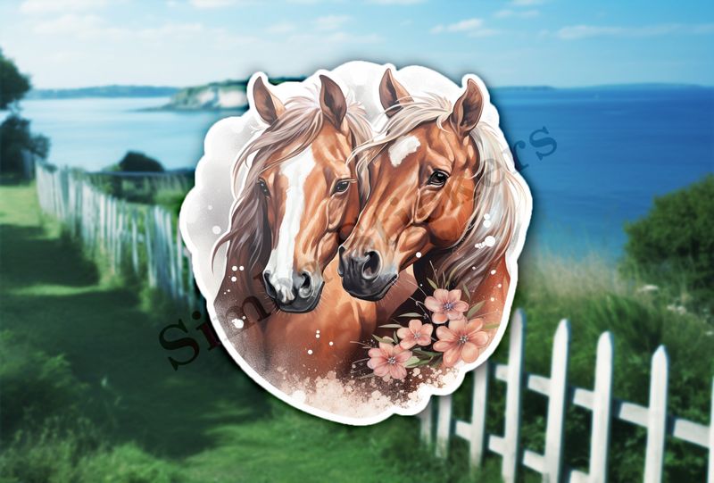 Horses in love, watercolour