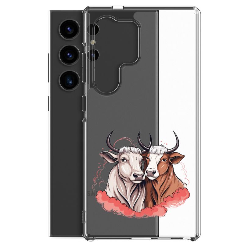 Clear Case for Samsung, Bull and cow, romantic, reddish clouds, qoucds
