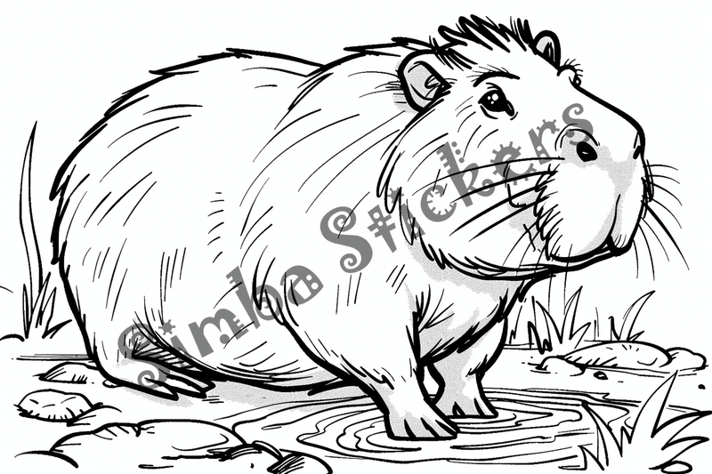 Colouring pages, bundle of capybaras, 50 images