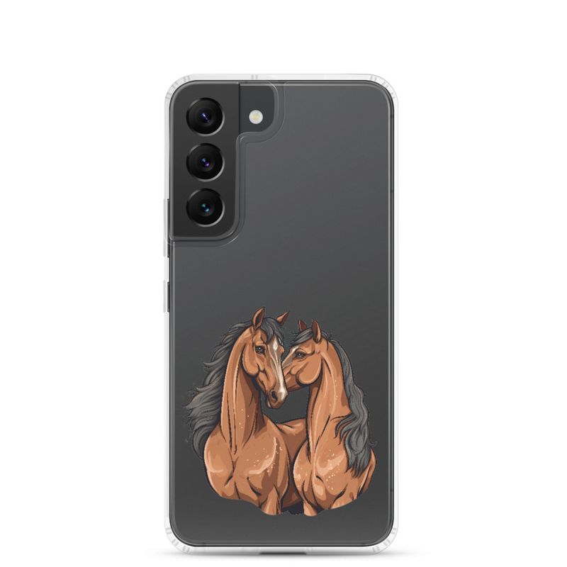 Clear Case for Samsung, Two brown horses snuggling, tdwcyd