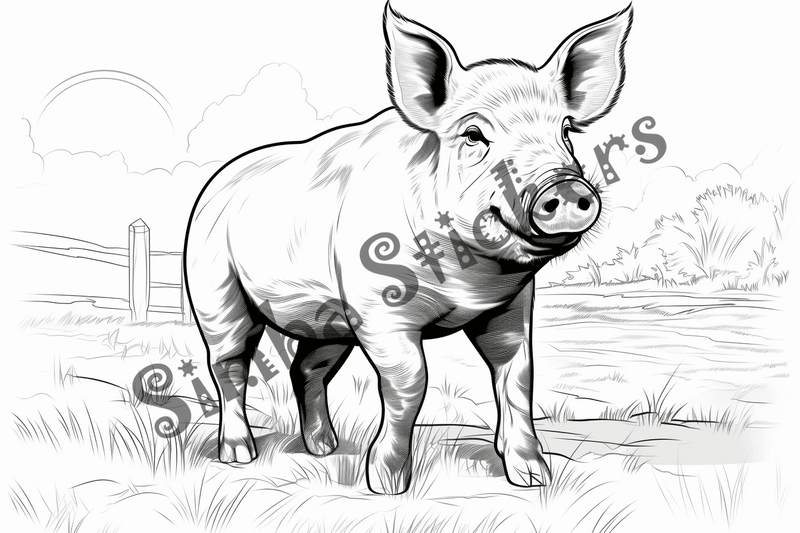 Colouring pages, bundle of pigs, 25 images 2
