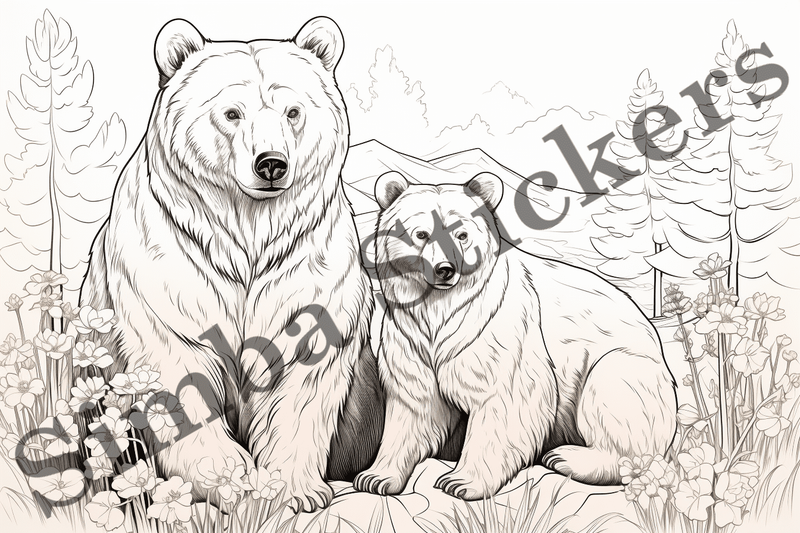 Colouring pages, Bundle of bears, 25 images