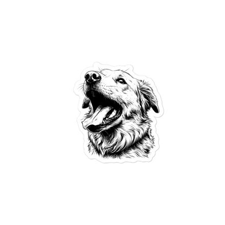 Sticker 3x3, Dog panting, outline art, mirrored