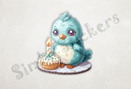 Melancholic Chick about to blow out birthday candle