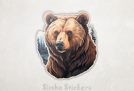 Bear in foresty cut-out, watercolour, jvk0go