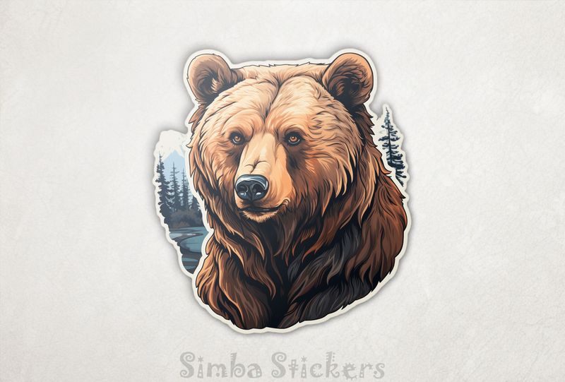 Bear in foresty cut-out, watercolour, jvk0go