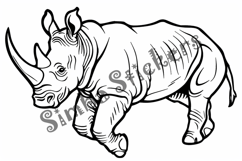 Colouring pages, bundle of singular rhinos, 10 images