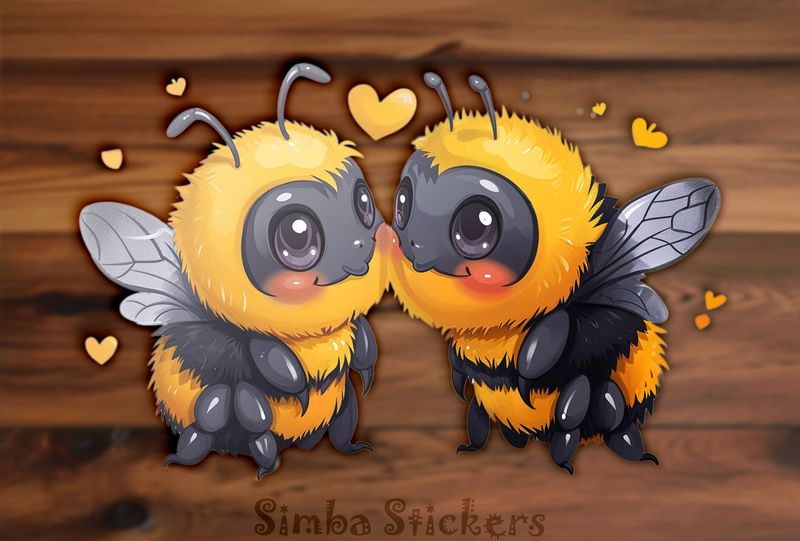 Bees blushing in love cheek-to-cheek
