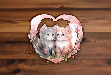 Cats in love, watercolour