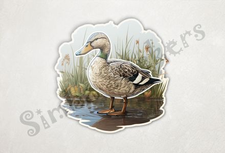 Ducks standing in shallow pond