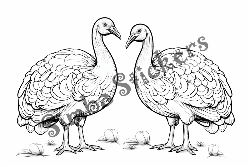 Colouring pages, bundle of turkeys in love, 25 images