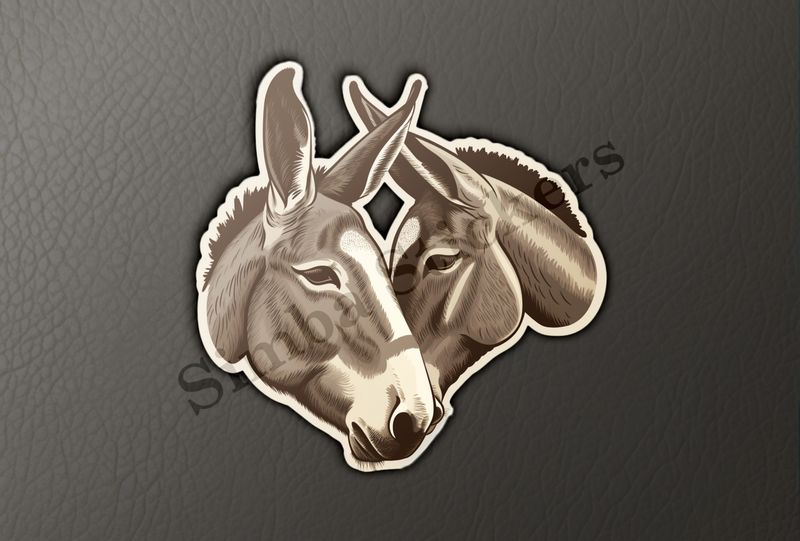 Donkeys in love, cheek-to-cheek, ear-to-ear