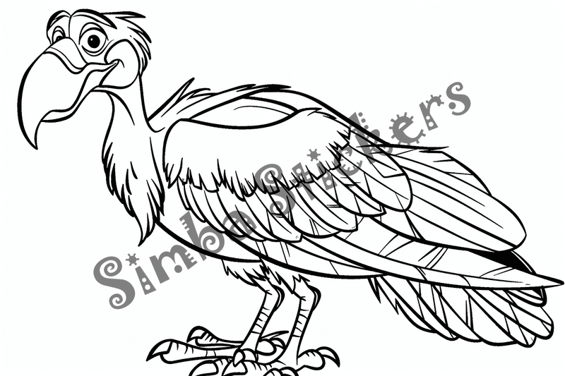 Colouring pages, bundle of singular vultures, 10 images, 9yidlp