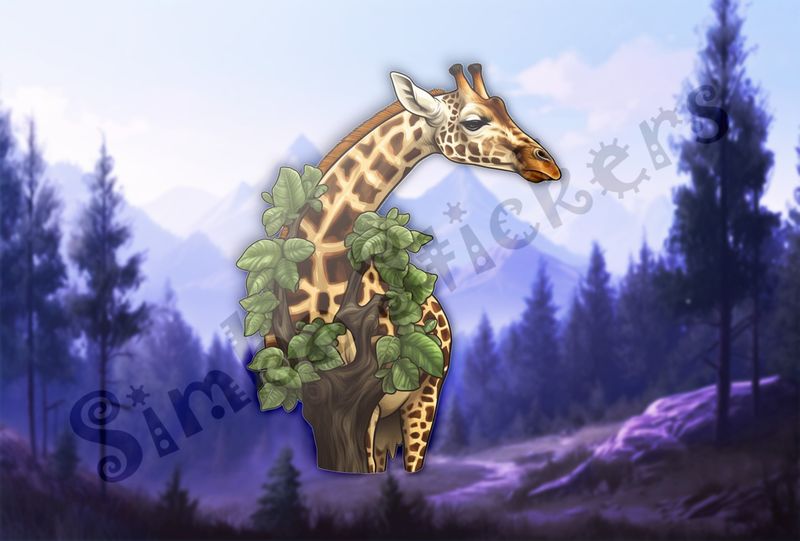 Giraffe behind tree with leaves in the Savanna