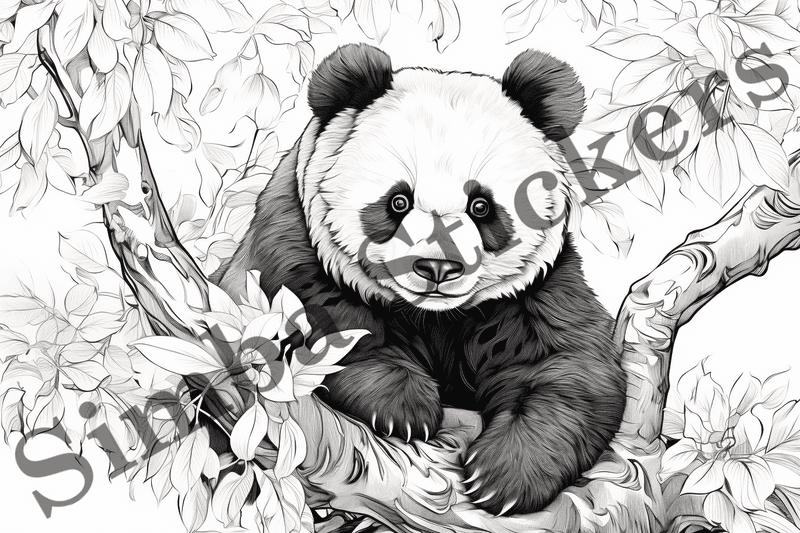 Colouring pages, bundle of pandas, 10 images, ecxuux