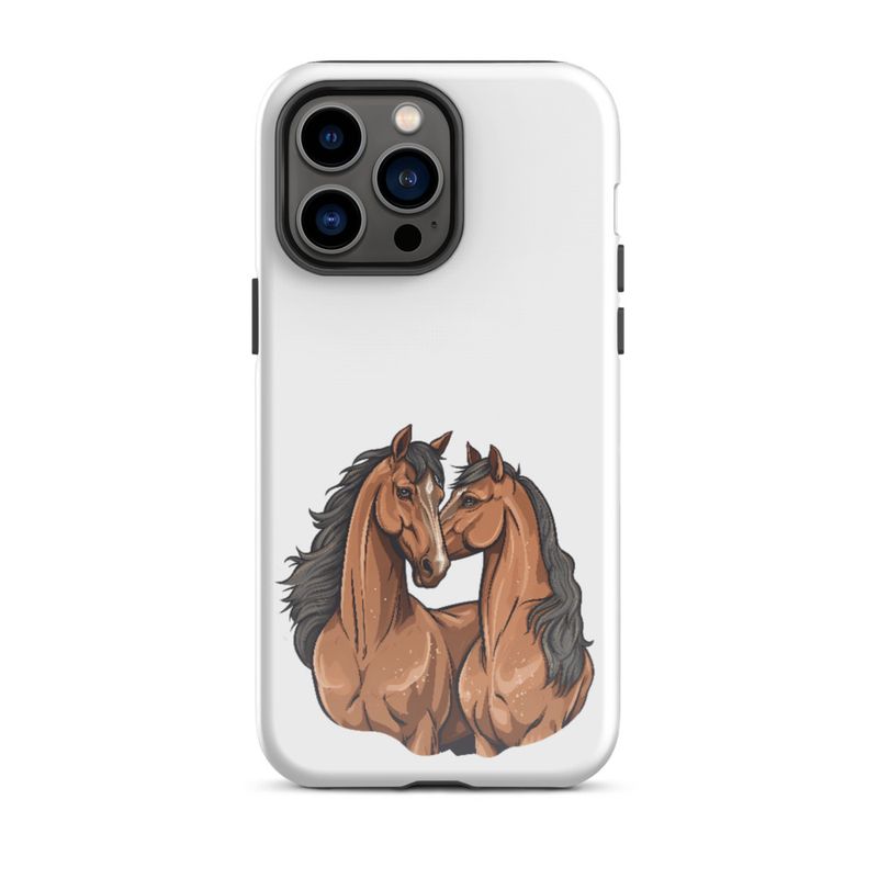 Tough Case for iPhone, Two brown horses snuggling, tdwcyd