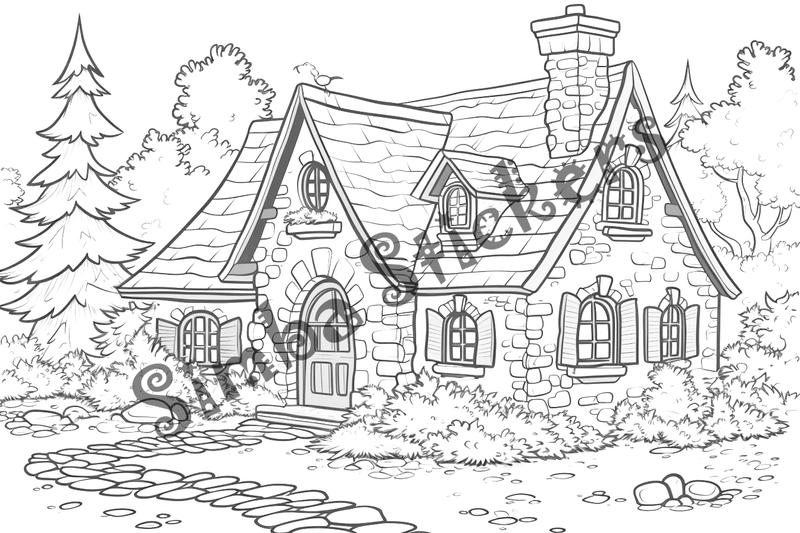 Colouring pages, bundle of houses, 25 images 2