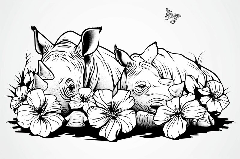 Colouring pages, bundle of rhinos in love, 25 images