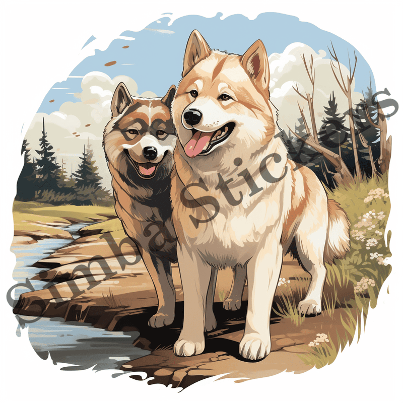 Akita dogs in the wild outdoors, image set, 10 images