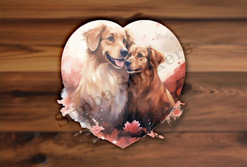 Dogs in love, watercolour
