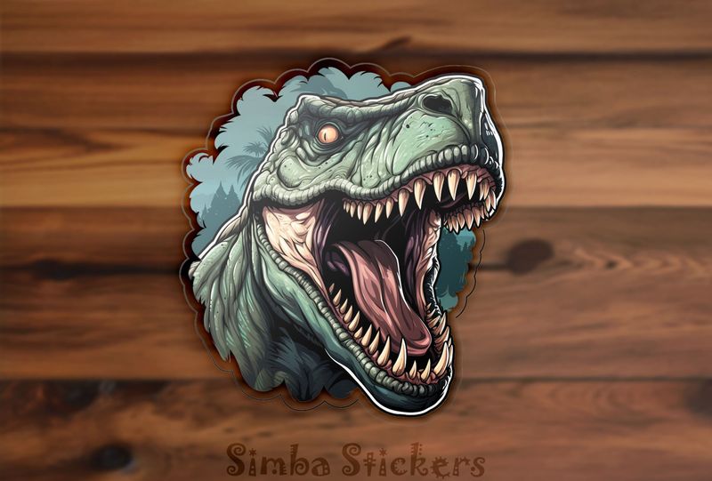Dinosaur roaring with mouth wide open