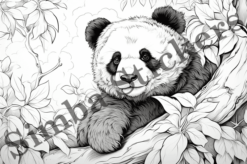 Colouring pages, bundle of pandas, 25 images, ldtg6c