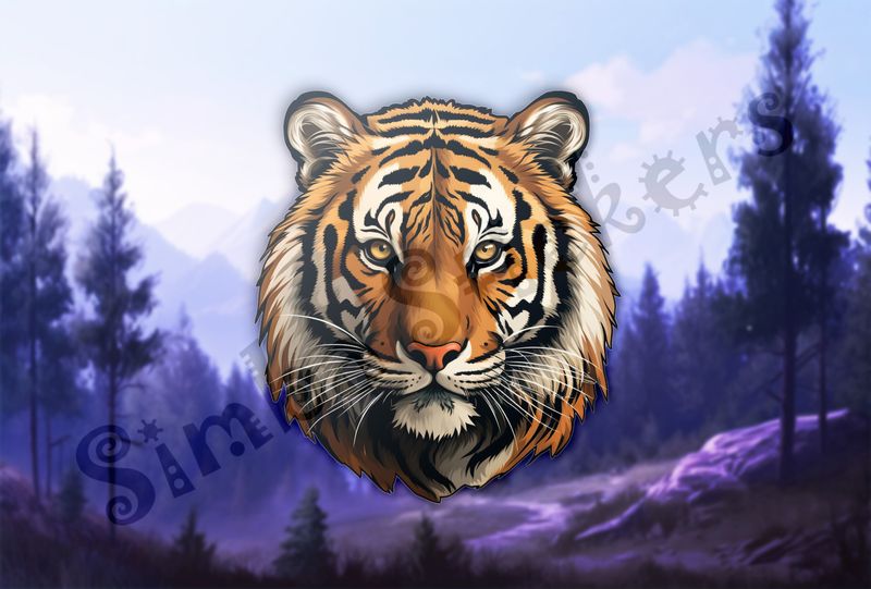Tiger face, looking serious