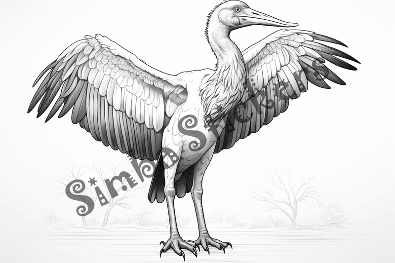 Colouring pages, bundle of marabou storks, 25 images