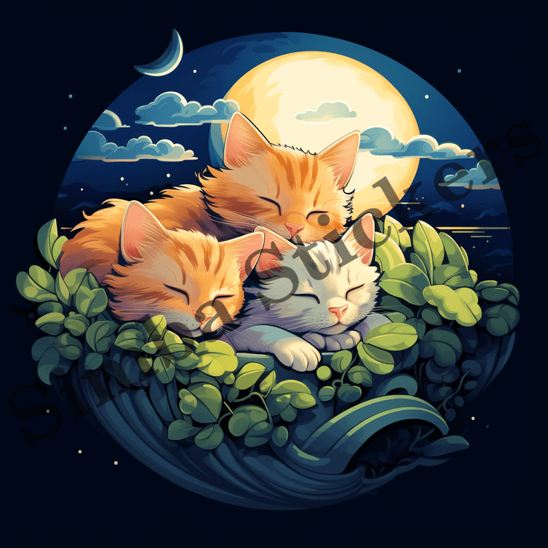 Cats sleeping, image set, 10 images