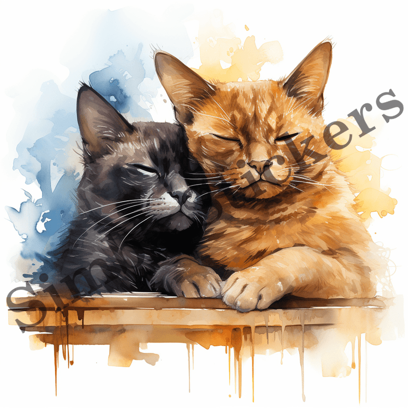 Burmese cats, watercolour, image set, 10 images
