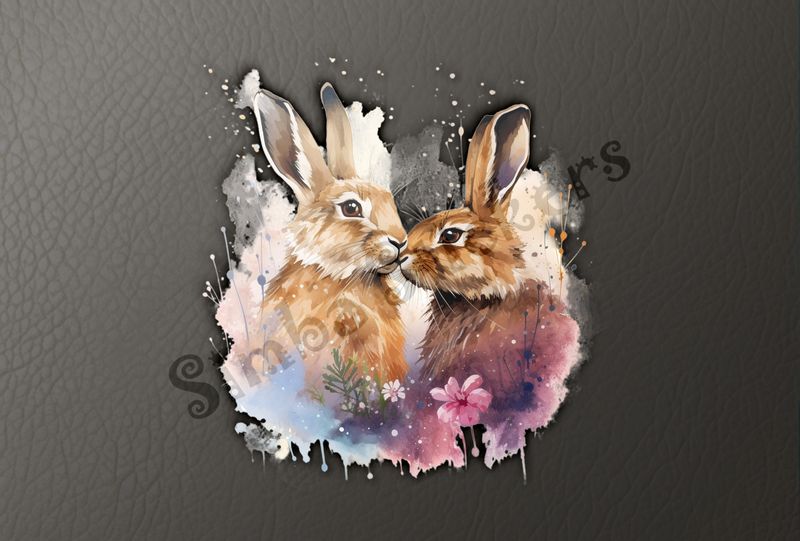 Hares nose-to-nose in love