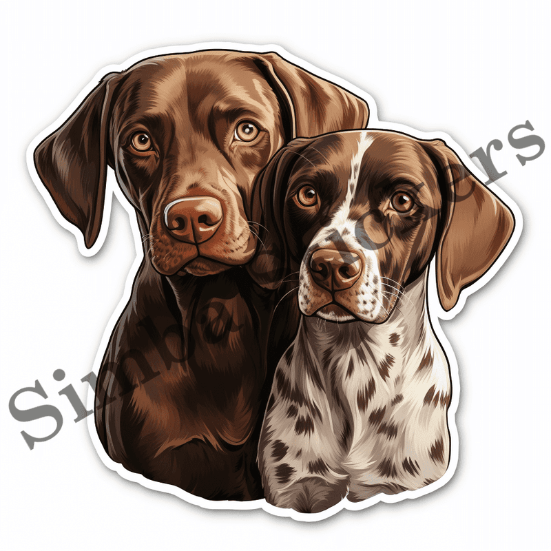 German Shorthaired Pointer dogs in love, image set, 10 images
