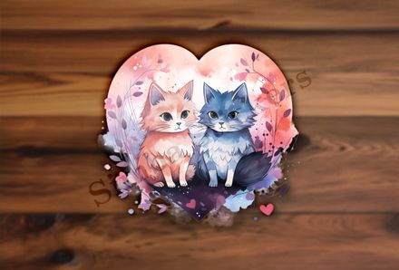 Cats in love, watercolour
